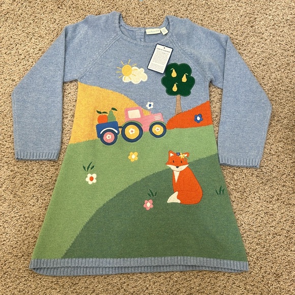 🆕NWT 🍄Jojo Maman Bebe’ 5t knitted applique’ sweater dress. HTF so soft. - Picture 6 of 10